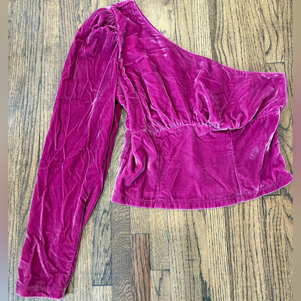 Free People velvet one shoulder top